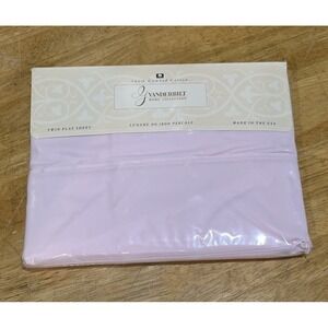 Vtg Gloria Vanderbilt Cotton Twin Sheet Flat Powder Pink Percale 90s NOS USA